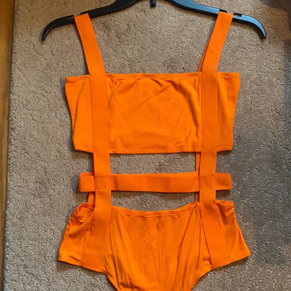 Orange Strappy Bodysuit-NEVER WORN
